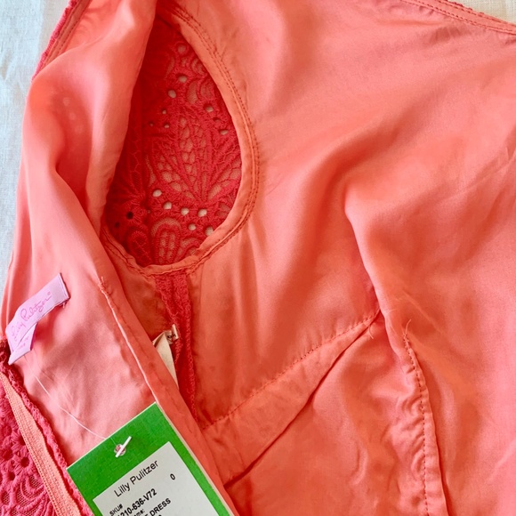 NEW! Lilly Pulitzer Island Coral Lace Dress Size 0 - Picture 8 of 11